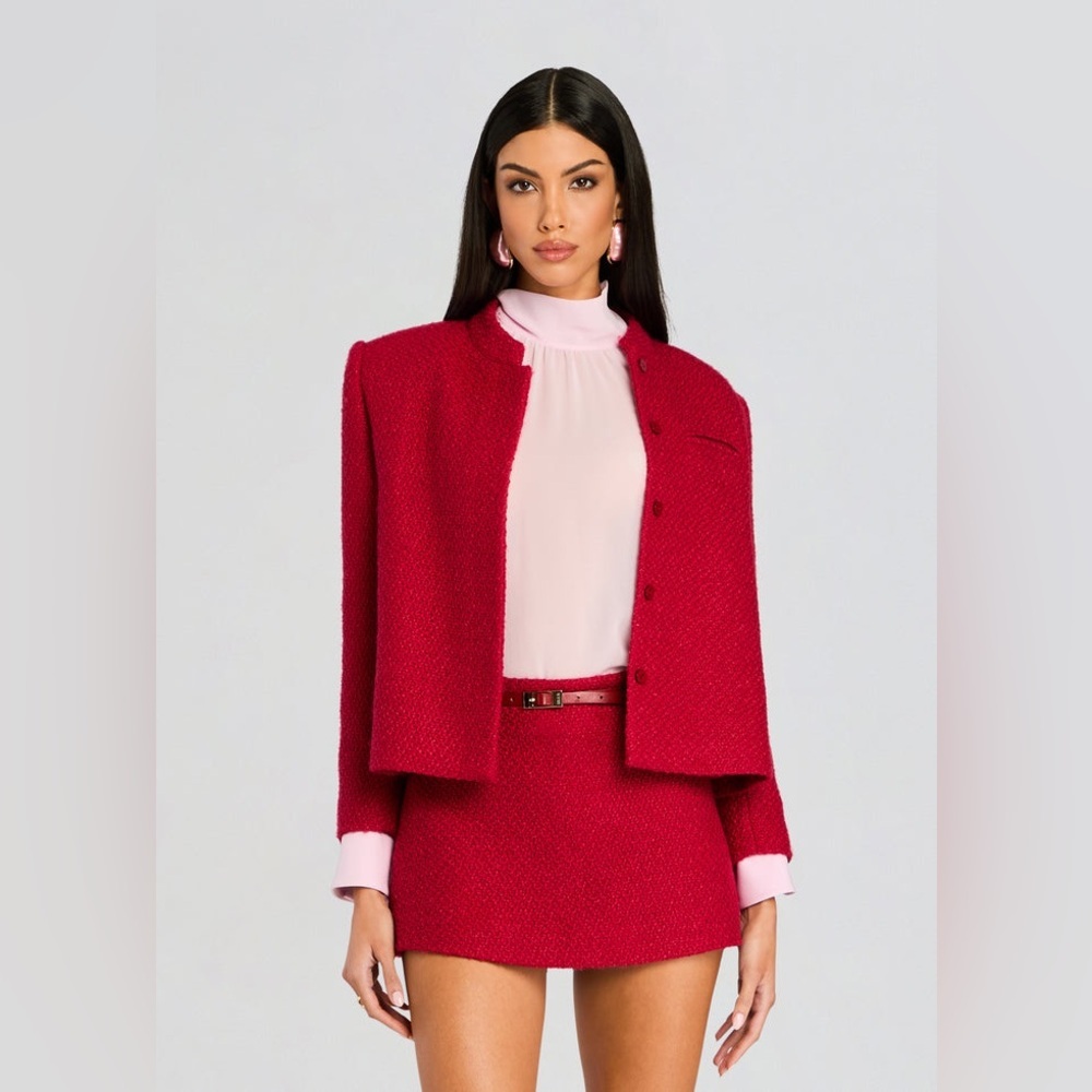 New! SER.O.YA Kristen Boucle Lady Buttoned Jacket Ruby Red Blazer ♥️ Small - Picture 3 of 15